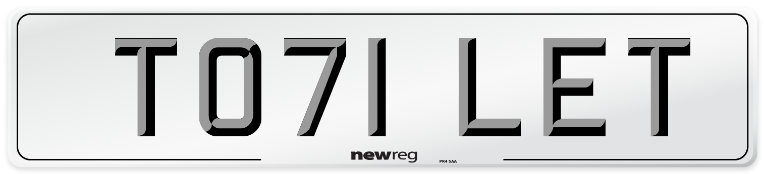 TO71 LET Number Plate from New Reg